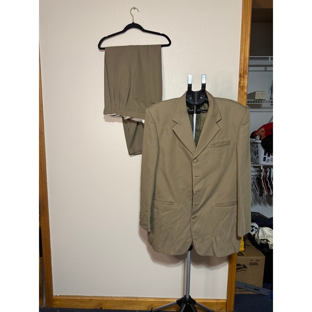 Giorgio Brutini Mens 2 Piece Suit Tan Brown 3 Button Blazer and Trousers Set